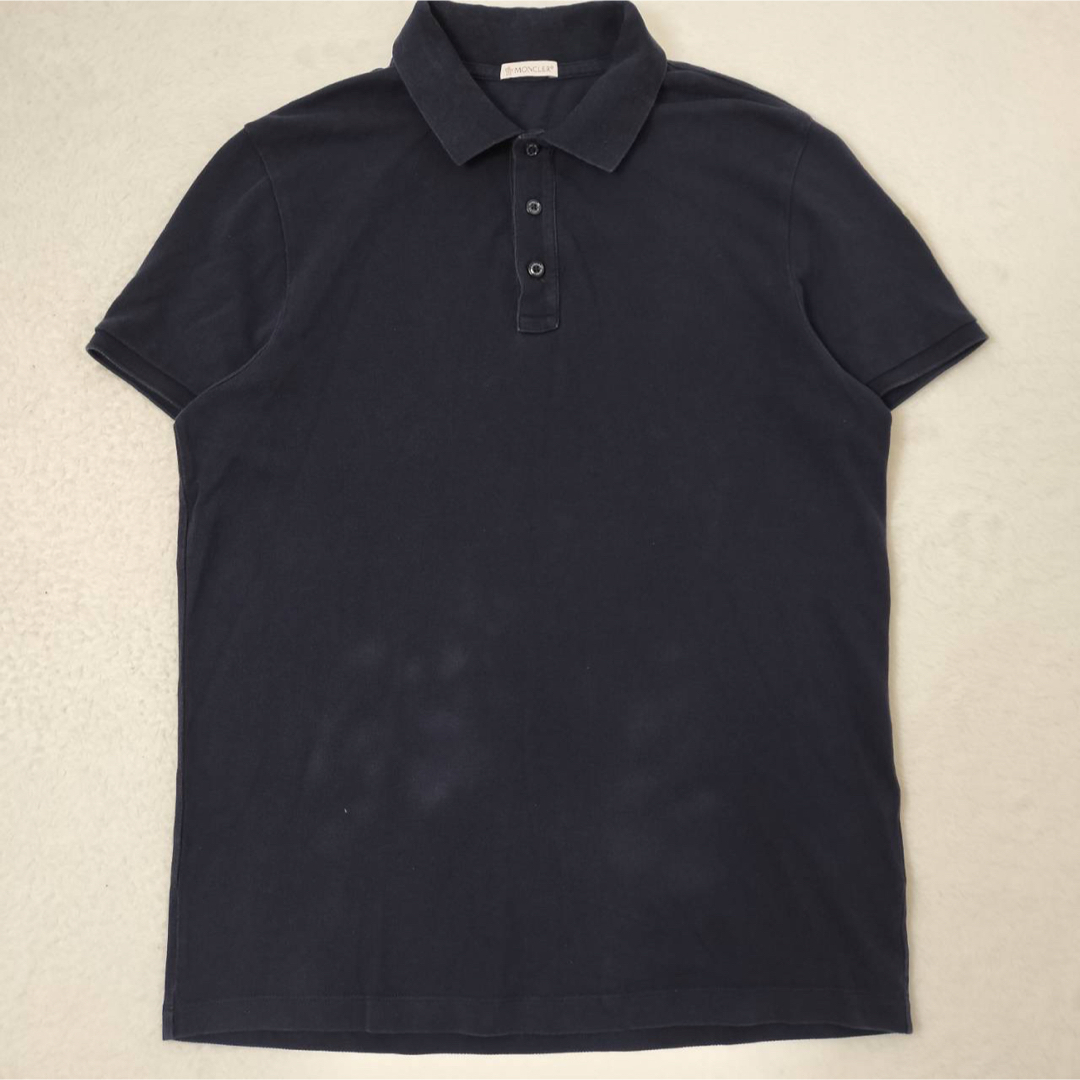 美品　MONCLER ネイビー ポロシャツ　襟裏ロゴ 美品 MONCLER ネイビー ポロシャツ 襟裏ロゴ-大阪売れ筋