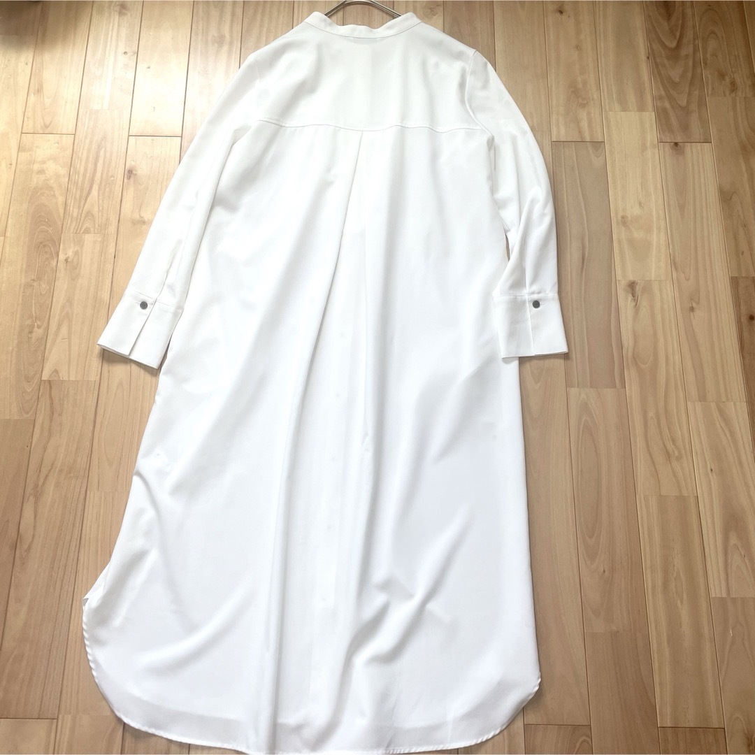 美品！trois トロワ Reflaxウェザークロスワンピース ロング 白 レディースのワンピース(ロングワンピース/マキシワンピース)の商品写真
