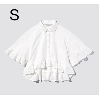 ジーユー(GU)の新品GU rokh ぺプラムシャツ ジーユー ロク ホワイト S(シャツ/ブラウス(半袖/袖なし))