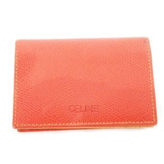 セリーヌ(CELINE)のセリーヌ カードケース 名刺入れ 二つ折り レザー 革 ロゴ型押し コーラル(名刺入れ/定期入れ)