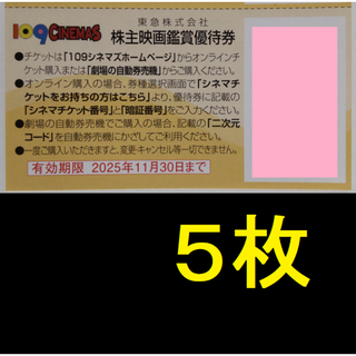 東急 株主映画鑑賞優待券 5枚 2025年11月期限 -h(その他)