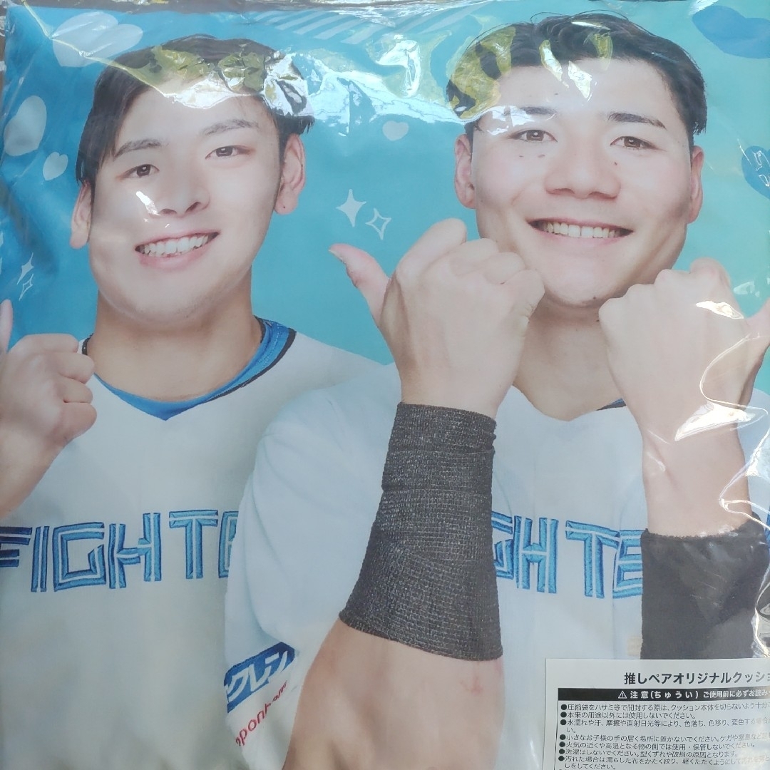 日本ハムファイターズ　推しペアクッション 野村佑希×清宮幸太郎　しゃけまる×2 北海道日本ハムファイターズ - 最終値下 日ハム 推しペア