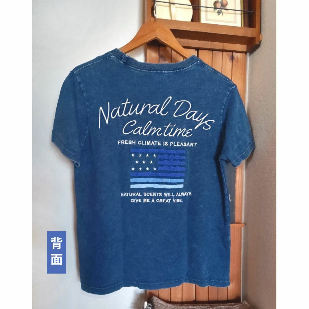 【インディゴ染めTシャツ】Used風｜サイズがあえば親子＆男女共用可！ レディースのトップス(Tシャツ(半袖/袖なし))の商品写真