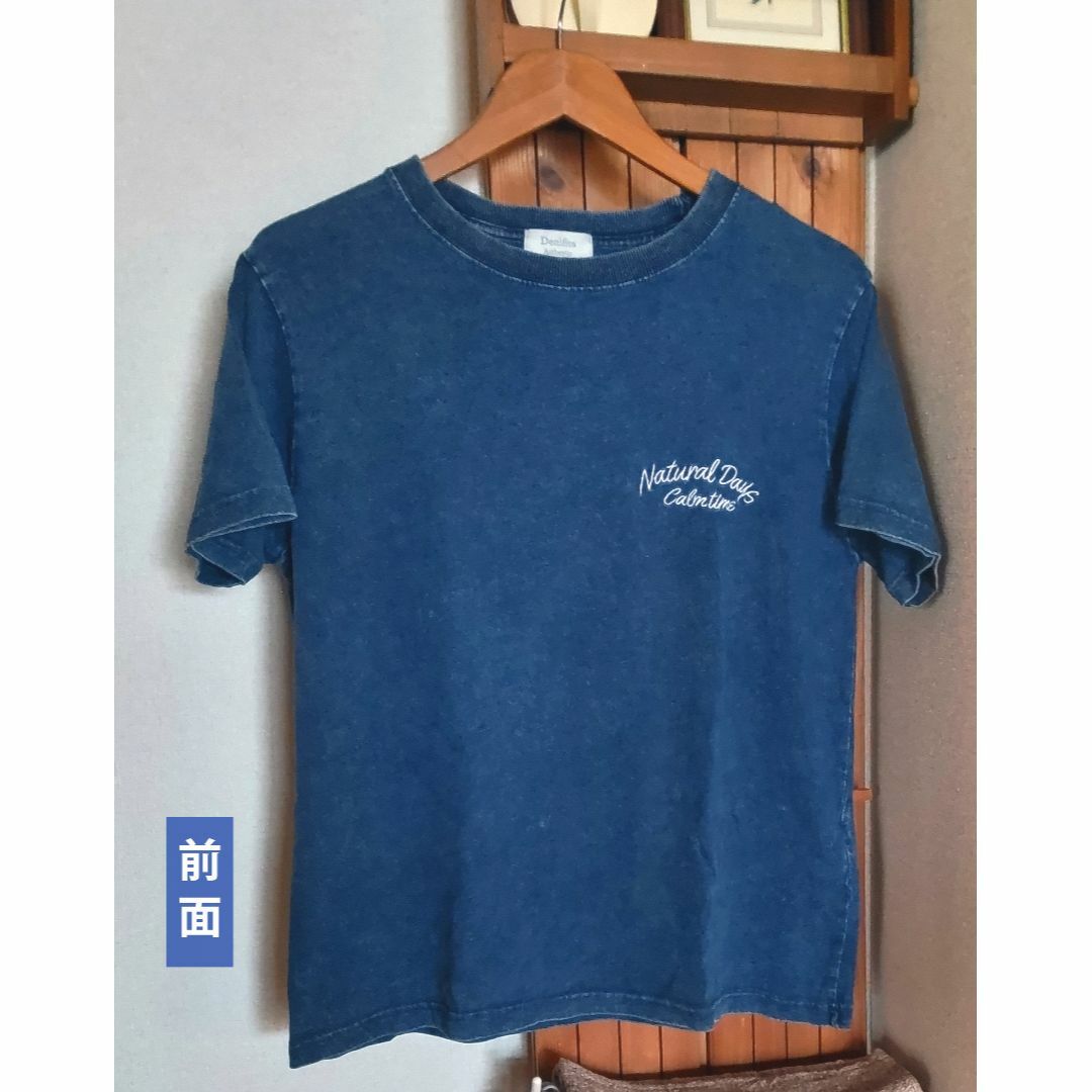 【インディゴ染めTシャツ】Used風｜サイズがあえば親子＆男女共用可！ レディースのトップス(Tシャツ(半袖/袖なし))の商品写真