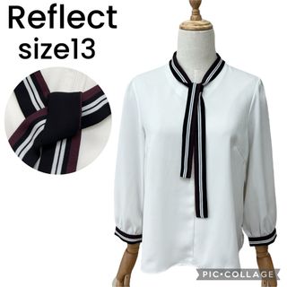 ReFLEcT - リフレクト　大きいサイズ13号　ストライプボウタイブラウス　八部袖