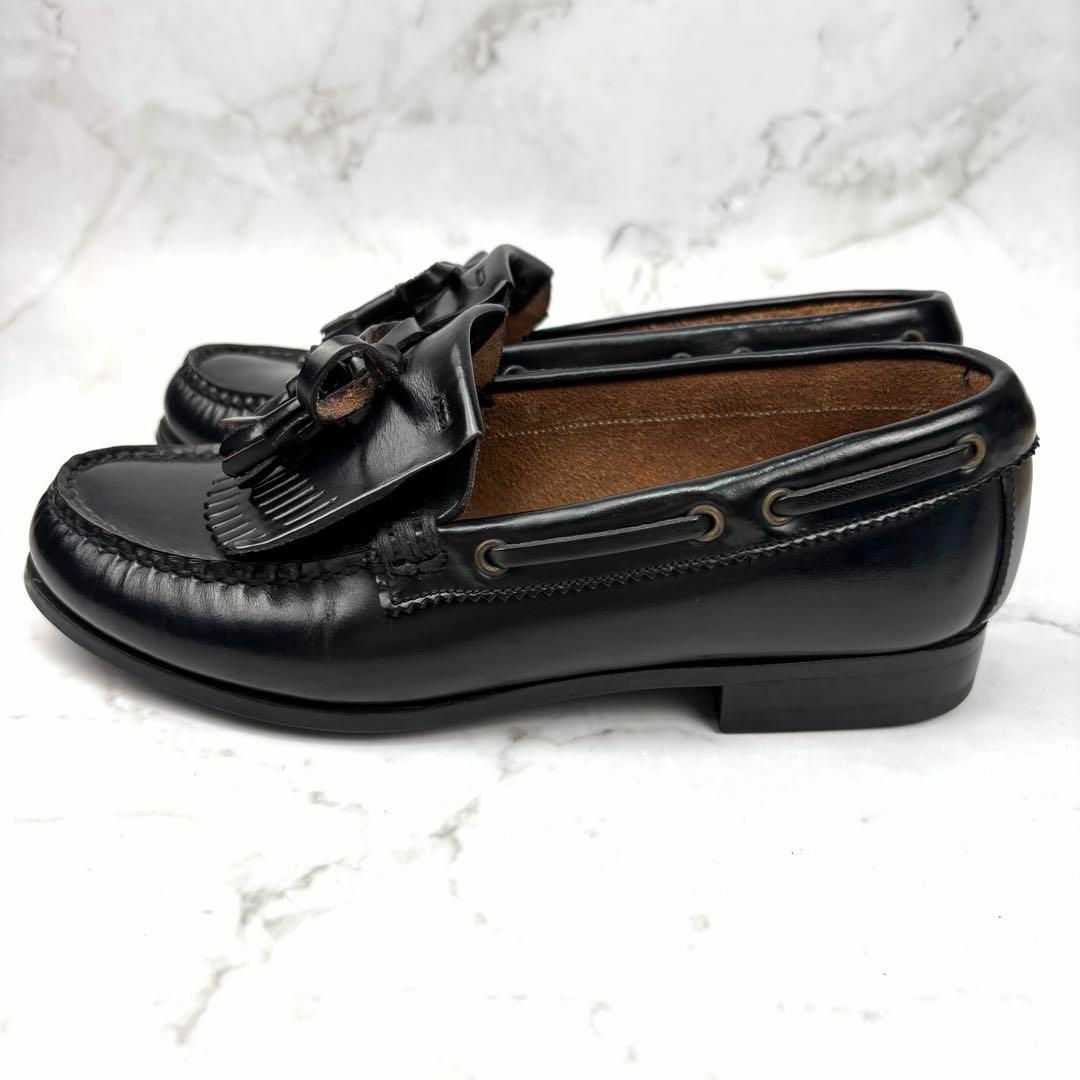 【美品】REGAL リーガル 黒 レザー フリンジ タッセル ローファー 22 REGAL - 【美品】REGAL リーガル 黒 レザー フリンジ タッセル