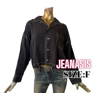 JEANASIS - JEANASIS ♥ 無地 ステッチ ショート クロップド 長袖 シャツ