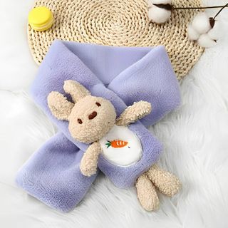 6062T 新品　子供マフラー ふわふわ あったか うさぎマフラー 紫