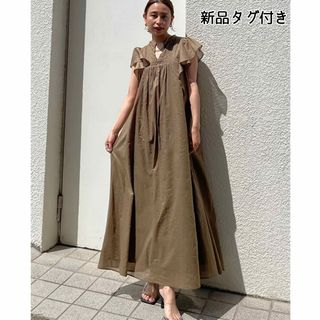 新品＊CREDONA ピンタック フリル マキシワンピース オリーブ F(ロングワンピース/マキシワンピース)