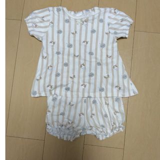 夏パジャマ ストライプ 猫柄 サイズ95センチ