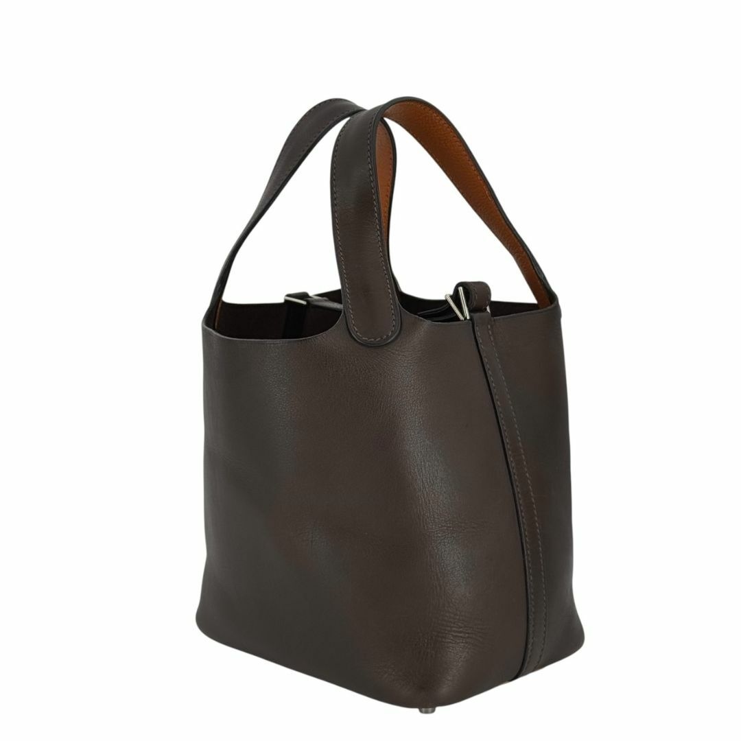 HERMES(エルメス)のHERMES エルメス ピコタンPM バレニア/シェーブル エベンヌ/オレンジ □J刻印（2006年製） シルバー金具 レディース ハンドバッグ ヴィンテージ バイカラー レディースのバッグ(ハンドバッグ)の商品写真