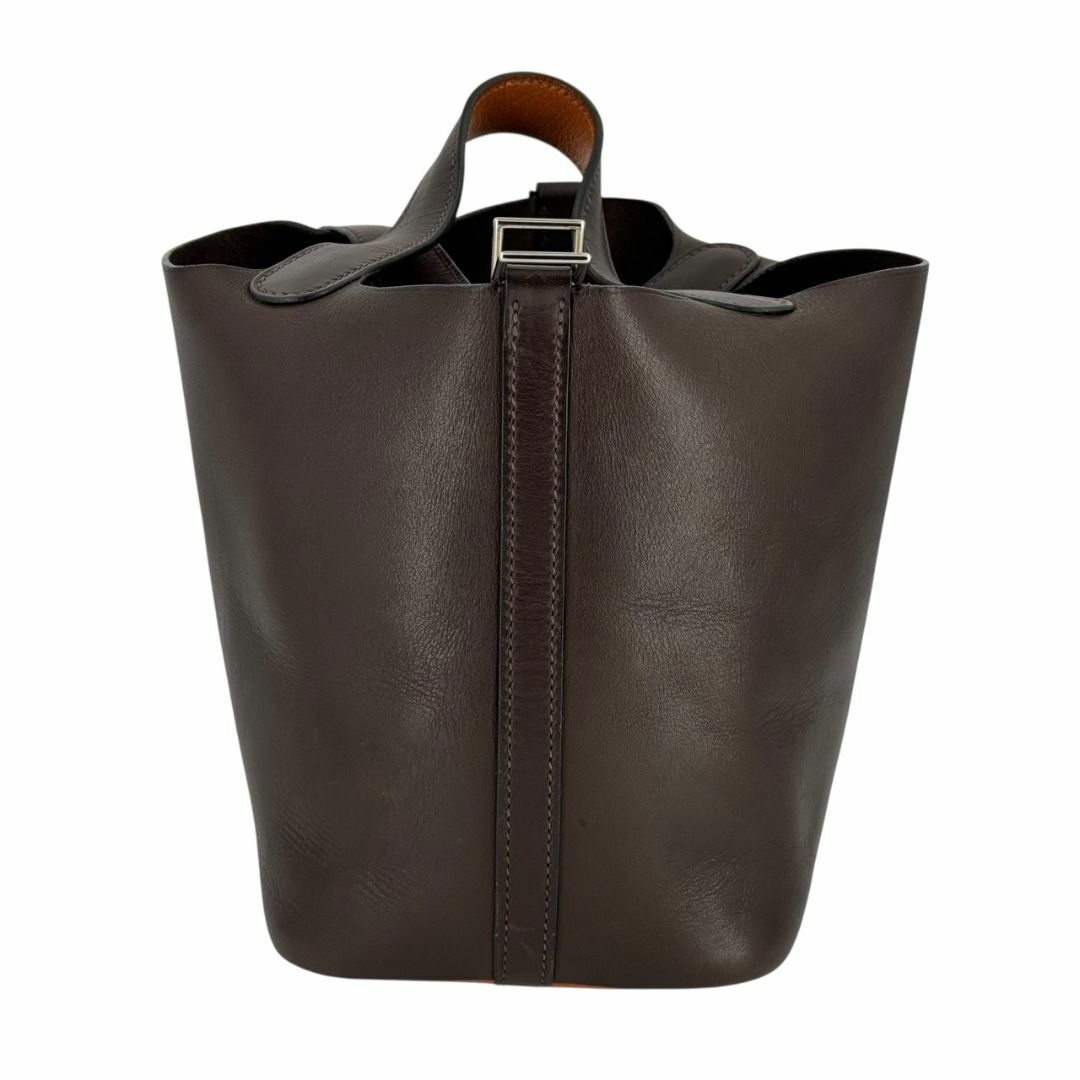 HERMES(エルメス)のHERMES エルメス ピコタンPM バレニア/シェーブル エベンヌ/オレンジ □J刻印（2006年製） シルバー金具 レディース ハンドバッグ ヴィンテージ バイカラー レディースのバッグ(ハンドバッグ)の商品写真