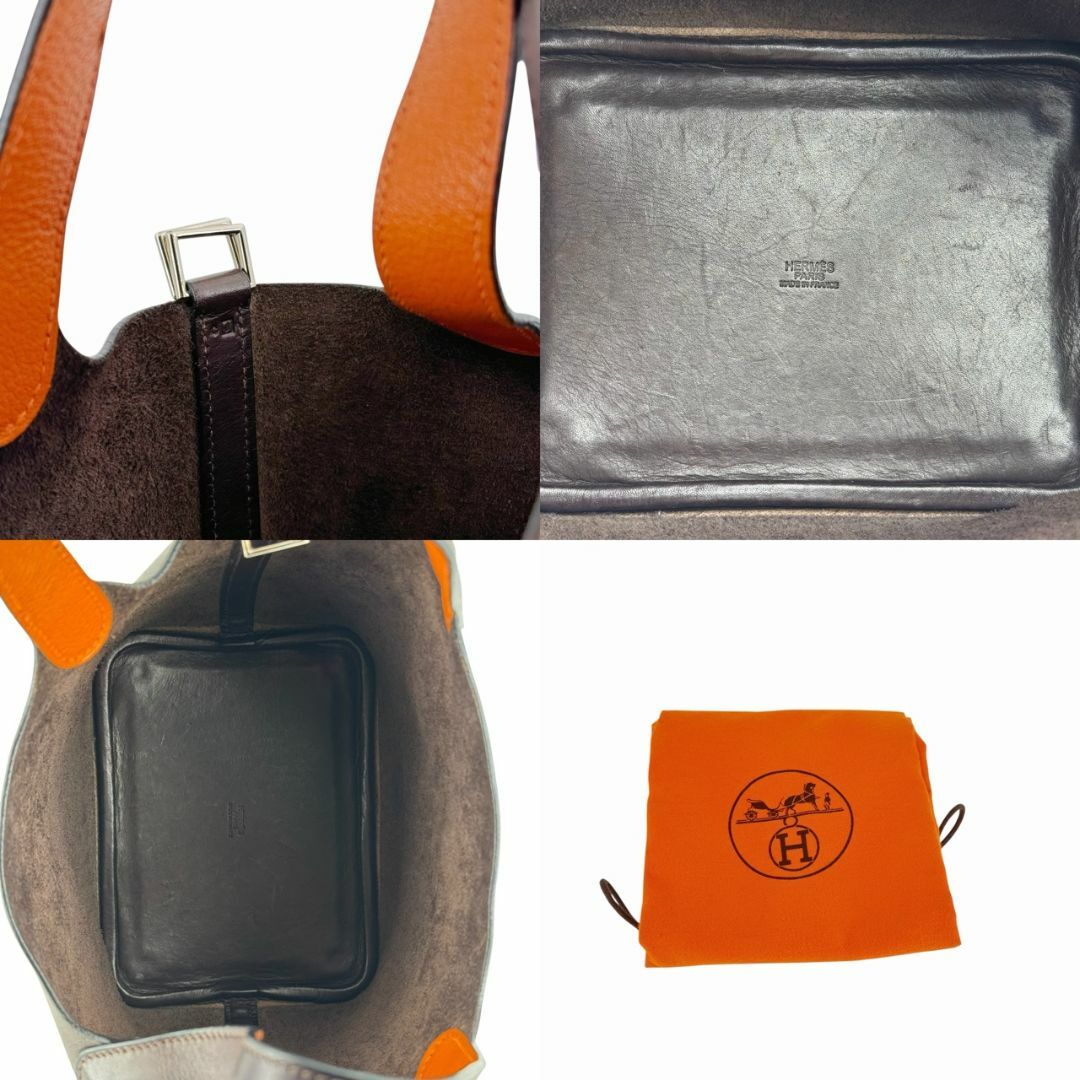 HERMES(エルメス)のHERMES エルメス ピコタンPM バレニア/シェーブル エベンヌ/オレンジ □J刻印（2006年製） シルバー金具 レディース ハンドバッグ ヴィンテージ バイカラー レディースのバッグ(ハンドバッグ)の商品写真