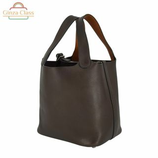 エルメス(HERMES)のHERMES エルメス ピコタンPM バレニア/シェーブル エベンヌ/オレンジ □J刻印（2006年製） シルバー金具 レディース ハンドバッグ ヴィンテージ バイカラー(ハンドバッグ)