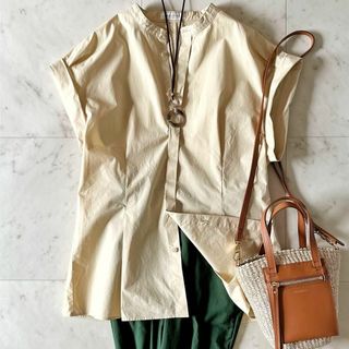 マカフィー(MACPHEE)の美品＊トゥモローランド系列マカフィー コットンラミー半袖ブラウス 36 洗える(シャツ/ブラウス(半袖/袖なし))