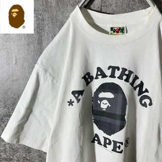 [大人気]　アベイシングエイプ　Tシャツ　カレッジロゴ　チェック柄　大猿　レア◎(Tシャツ/カットソー(七分/長袖))