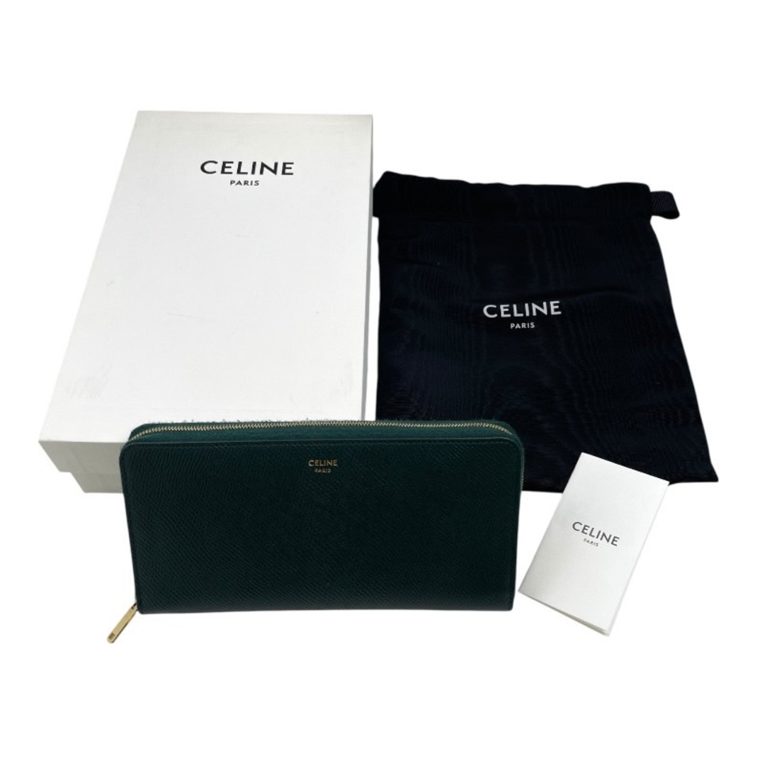 CELINE(セリーヌ)の【CELINE】セリーヌ ラージ ジップドウォレット 10B553BEL.31AN 長財布
 レザー レディース 新ロゴ グリーン 緑 ラウンドファスナー レディースのファッション小物(財布)の商品写真