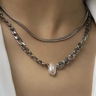 JEANASIS - ★再入荷★ 新品　ステンレス 2set デザインチェーン　淡水パール　ネックレス