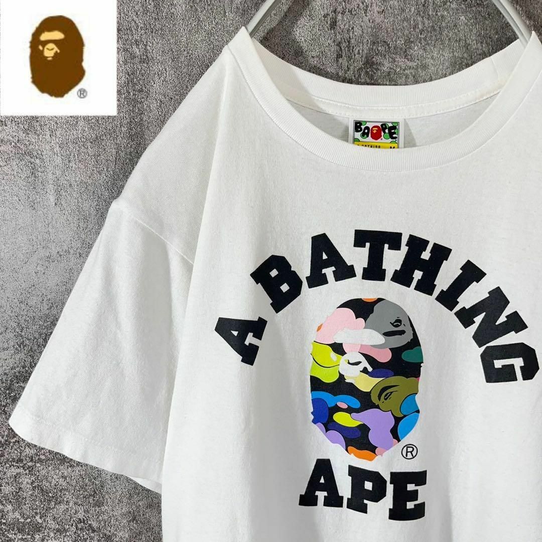[大人気]　アベイシングエイプ　Tシャツ　大猿　カレッジロゴ　カラフルカモ メンズのトップス(Tシャツ/カットソー(七分/長袖))の商品写真