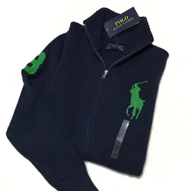 POLO RALPH LAUREN(ポロラルフローレン)の定価17,172円☆新品✨ビッグポニー×ナンバリング コットンカーディガン メンズのトップス(カーディガン)の商品写真