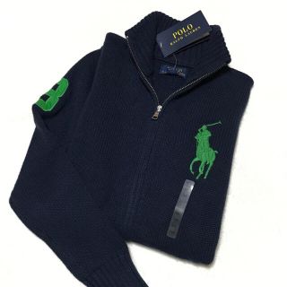 ポロラルフローレン(POLO RALPH LAUREN)の定価17,172円☆新品✨ビッグポニー×ナンバリング コットンカーディガン(カーディガン)