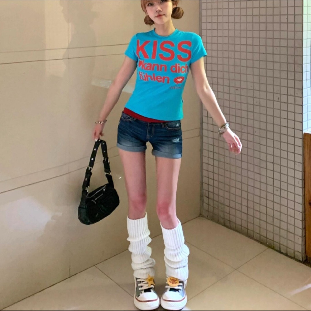 Tシャツ Y2K ピチT 平成ギャル チビT 半袖 英字Tシャツ グランジ レディースのトップス(Tシャツ(半袖/袖なし))の商品写真