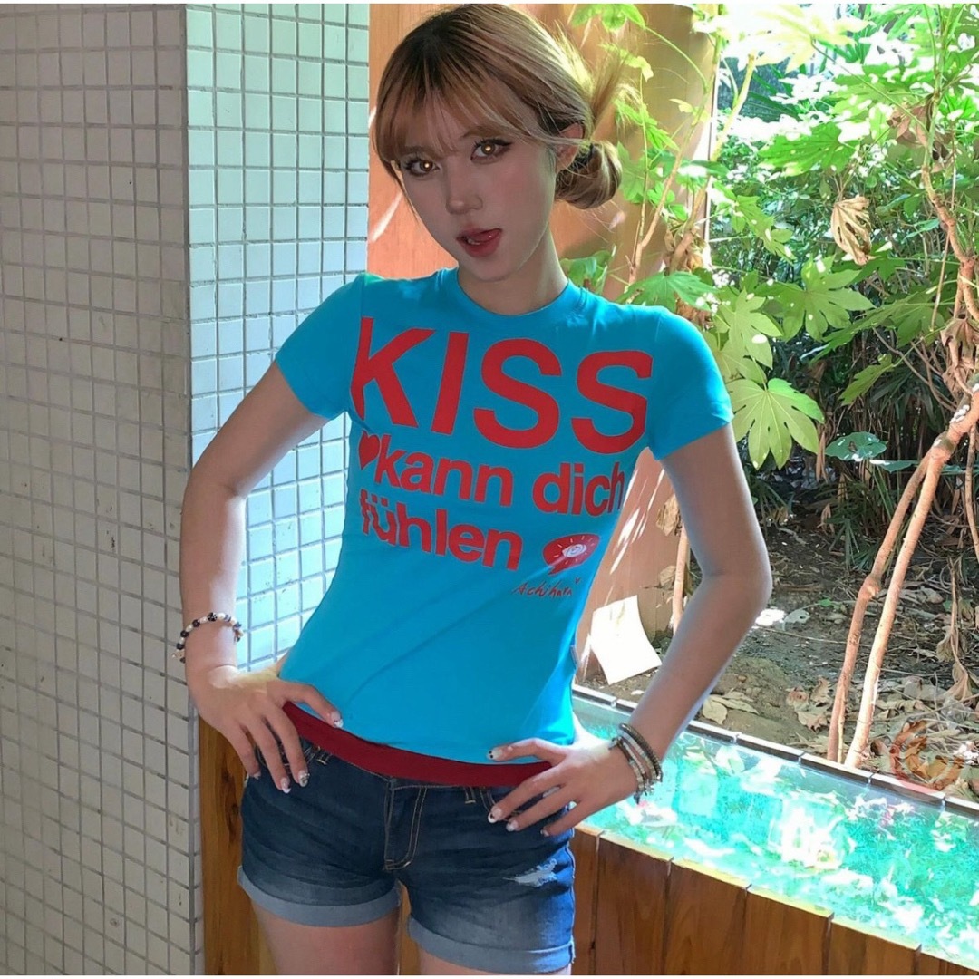 Tシャツ Y2K ピチT 平成ギャル チビT 半袖 英字Tシャツ グランジ レディースのトップス(Tシャツ(半袖/袖なし))の商品写真