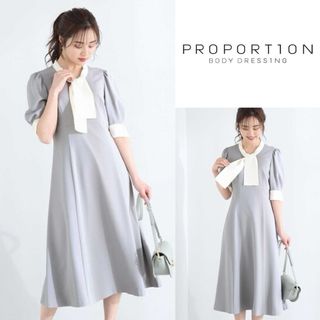 PROPORTION BODY DRESSING - プロポーションボディドレッシング バイカラーボウタイワンピース【S】