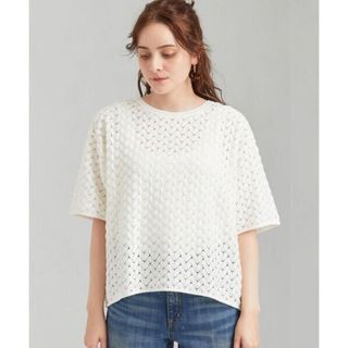 ユナイテッドアローズグリーンレーベルリラクシング(UNITED ARROWS green label relaxing)のレース クルーネック プルオーバー カットソー　グリーンレーベルリラクシング(カットソー(半袖/袖なし))