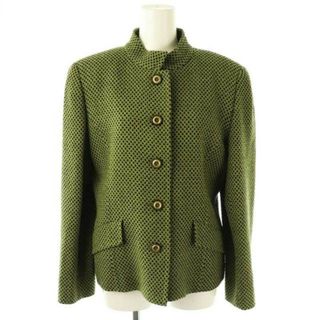 ニナリッチ(NINA RICCI)のニナリッチ ウール総柄ジャケット 11 ライトグリーン ブラック(ブルゾン)
