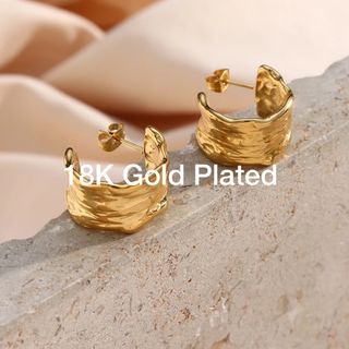 18K Gold Plated ワイドフープピアス(ピアス)