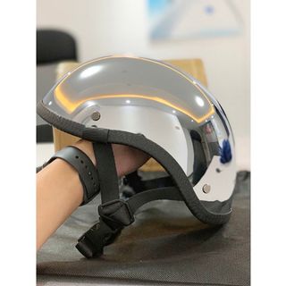 新品シルバーメッキ 夏ハーフヘルメット 半キャップ 半ヘル (ヘルメット/シールド)