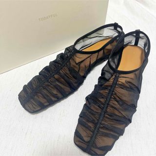トゥデイフル(TODAYFUL)の【極美品】TODAYFUL トゥデイフル シアーギャザーフラットシューズ　38(ハイヒール/パンプス)