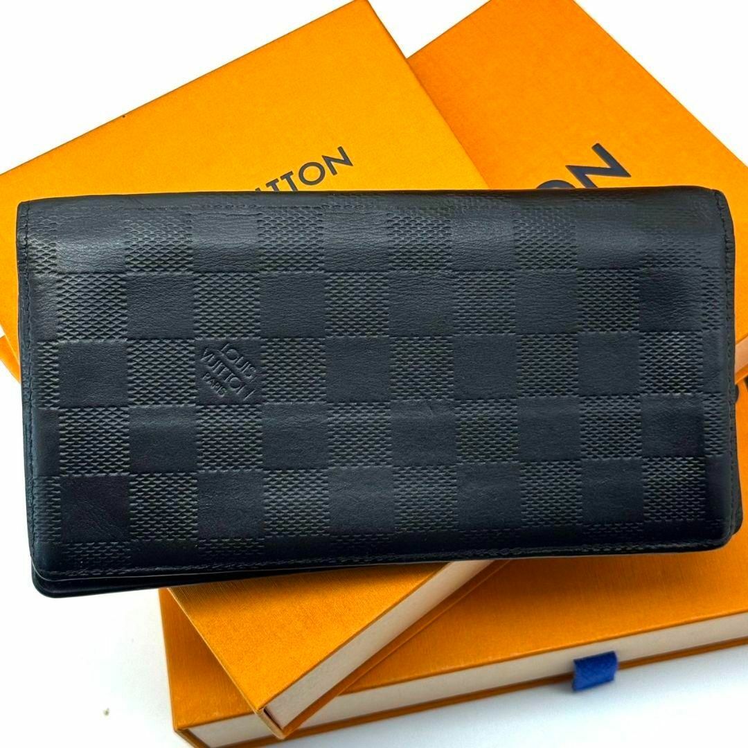LOUIS VUITTON(ルイヴィトン)のルイヴィトン ダミエ アンフィニ ポルトフォイユ ブラザ 財布 黒 レザー メンズのファッション小物(長財布)の商品写真