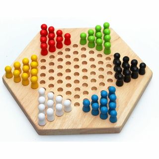 Sasuga 木製 六角 チェッカー ゲーム ボードゲーム 子ども 知育玩具 大(その他)