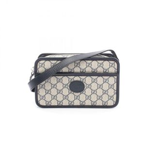 グッチ(GUCCI)のグッチ GUCCI インターロッキングG GGスプリームミニバッグ ショルダーバッグ バッグ PVCコーティングキャンバス レザー レディース グレー系 / ネイビー系 658572 【中古】(ショルダーバッグ)