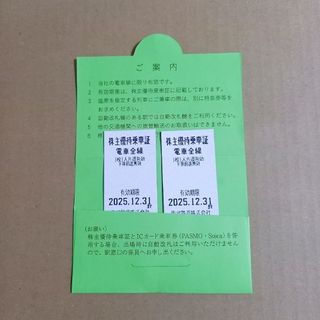 東武鉄道 株主優待乗車券(切符2枚) 2025.12.31まで(鉄道乗車券)