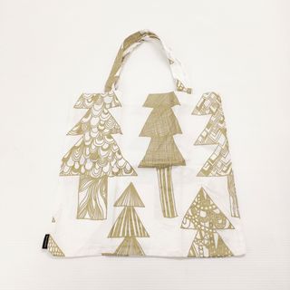 マリメッコ(marimekko)のmarimekko コットン トートバッグ ホワイト ゴールド レディース マリメッコ【中古】5-0707G◎(トートバッグ)