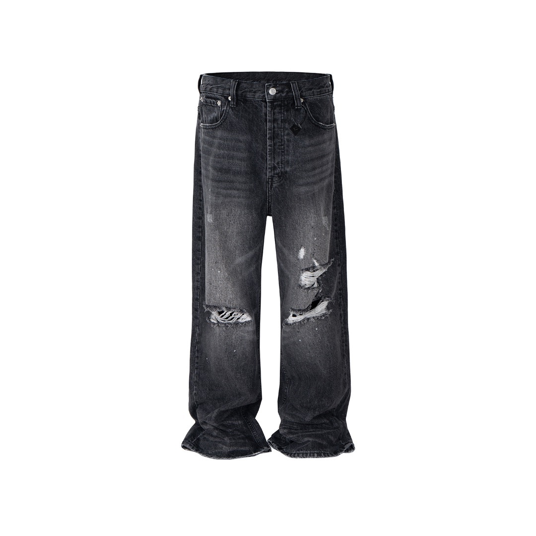 【BALENCIAGA】セルビッジ ストレートジーンズ ダメージ加工 BALENCIAGA - 新品同様 激レア BALENCIAGA バレンシアガ SLASHED