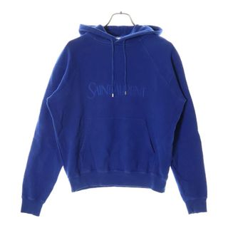 サンローラン(SAINT LAURENT)のSAINT LAURENT PARIS サンローランパリ EMBROIDERED HOODIE フロントロゴ刺繍プルオーバースウェットパーカー フーディー ブルー 732313 Y37CG 4000(パーカー)