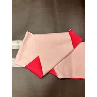 作り帯 化繊 浴衣用 貝の口結び型 半幅帯の付け帯 軽装帯 新品リメイク品 濃いピンクと薄いピンク(帯)