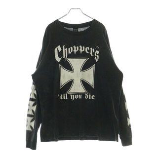VINTAGE ヴィンテージ 00S choppers アイアンクロス 両面プリント ロングスリーブ 長袖Tシャツ ブラック(Tシャツ/カットソー(七分/長袖))