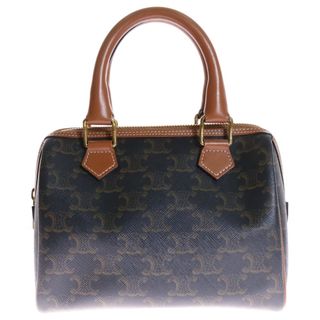 セリーヌ(CELINE)のCELINE セリーヌ トリオンフ スモールボストン 2WAYバッグ ショルダーバッグ ハンドバッグ ミニバッグ ブラウン レザー×PVC ゴールド金具(ショルダーバッグ)