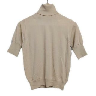 SEVEN TEN by MIHO KAWAHITO(セブンテン バイミホカワヒト) 半袖セーター サイズS レディース美品  - ベージュ タートルネック(ニット/セーター)