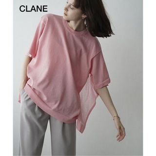 クラネ(CLANE)の CLANE SHEER SQUARE KNIT TOPS シアーニット ピンク(カットソー(半袖/袖なし))