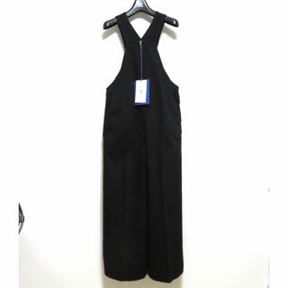 新品 CURRENTAGE フロントジップ デニム サロペット ブラック