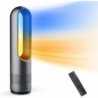 夏も冬も大活躍✨扇風機 羽なし タワーファン ８段階送風 3段階温風切替(扇風機)