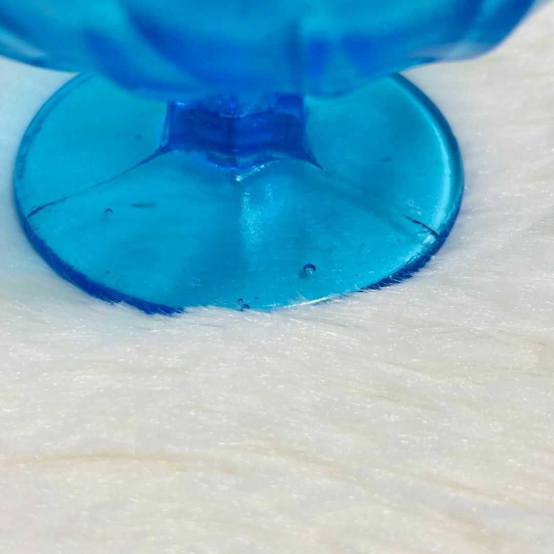 気泡入りブルーガラス かき氷ボウル アンティーク風 脚付き小物入れ アイス 骨董 ハンドメイドの生活雑貨(食器)の商品写真