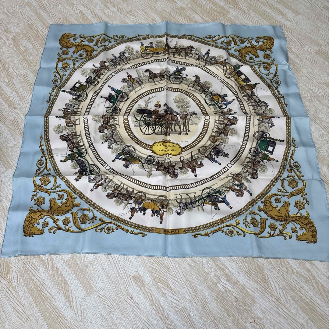 新品エルメススカーフカレ LA PROMENADE DE LONGCHAMPS HERMES Logo XL Jumbo 