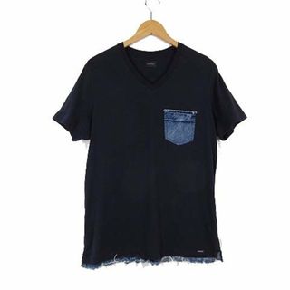 ディーゼル(DIESEL)のディーゼル DIESEL Tシャツ 半袖 Vネック デニムポケット M 紺(Tシャツ/カットソー(半袖/袖なし))